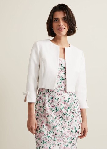 Phase Eight Zoelle Bow Jackets White Canada | QXUHFL-275